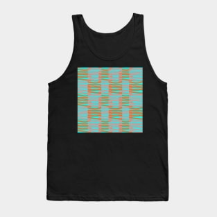 Contemporary Retro Orange Pink Turquoise Abstract Fibres Pattern Tank Top